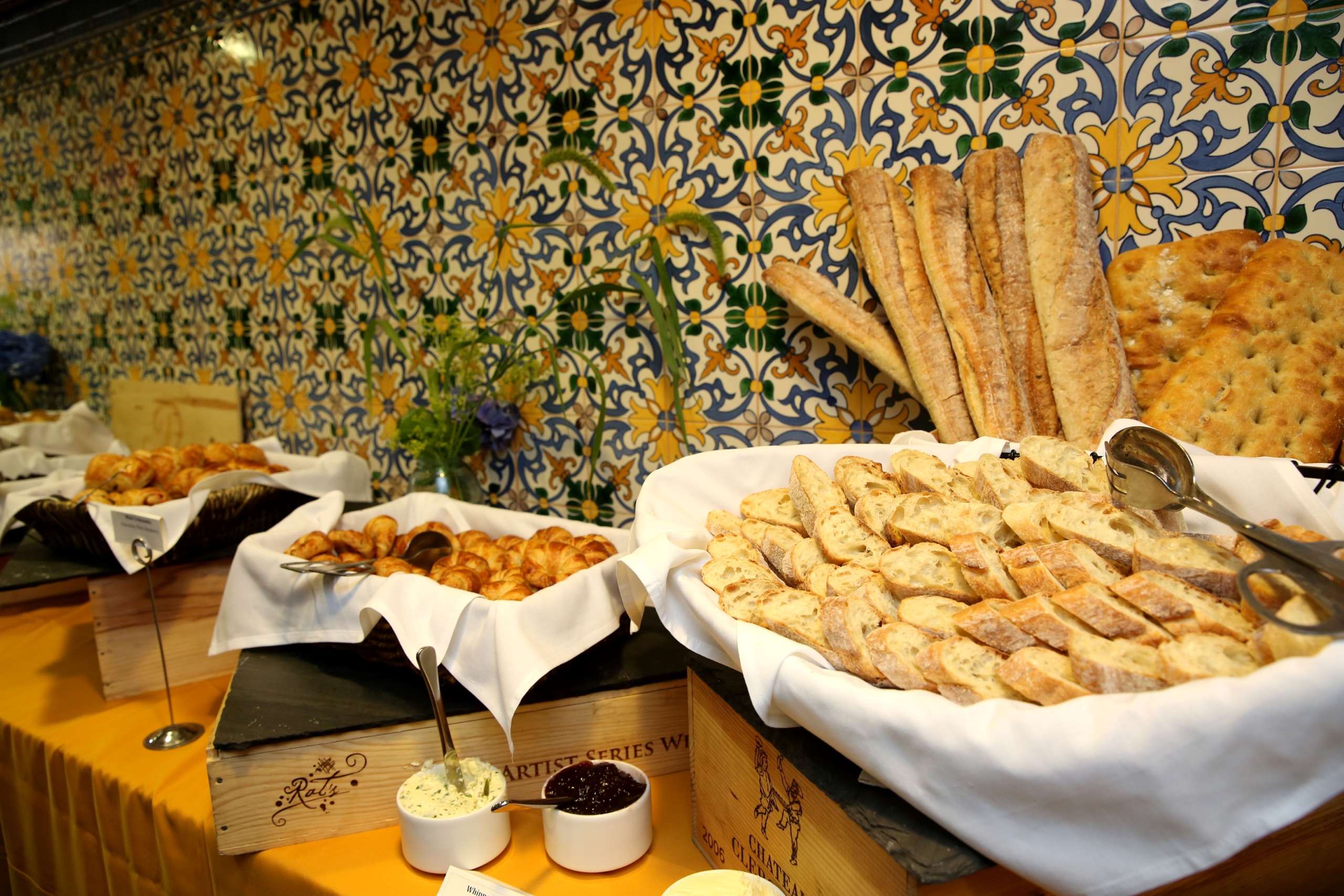 A brunch spread on a table.