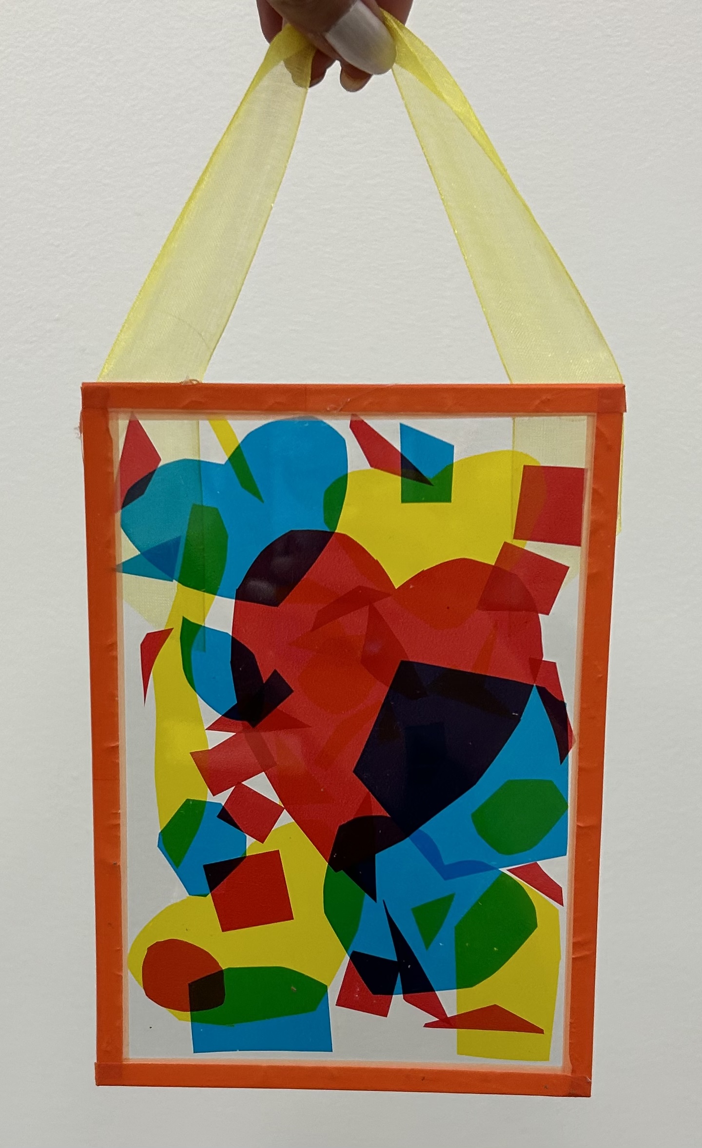 A colorful faux stained glass panel.