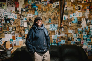 Artist Cliff Ward in the studio space