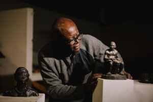 Artist Joseph Acquah in the studio space