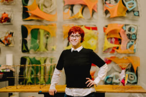 Artist Katie Truk in the studio space