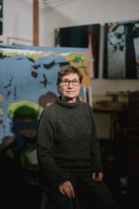 Artist Leni Paquet-Morante in the studio space