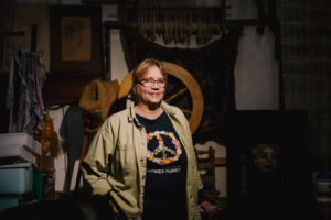 Artist Margareta Warlick in the studio space